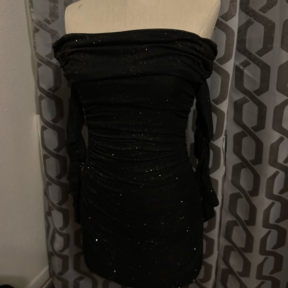 Bee Oh Polly Party Dress Sparkly Black Mini Dress - Picture 8 of 8